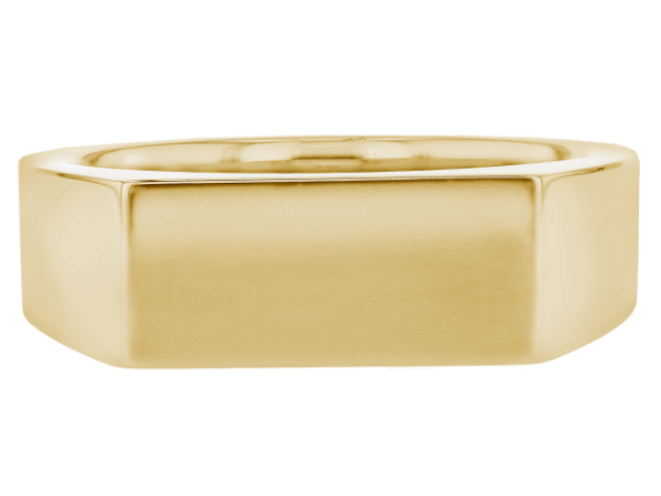 rectangular 18ct yellow gold men’s signet ring c258 - Top view