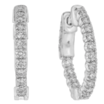 oval claw set diamond hoop earrings