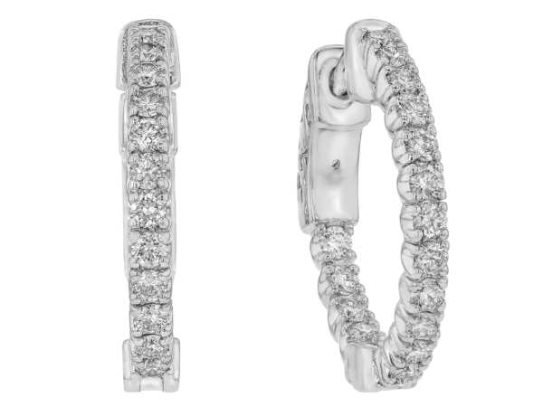 oval claw set diamond hoop earrings