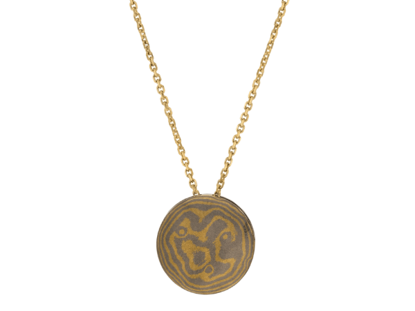 round gold mokume gane pendant c797