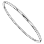 Round Polished Solid 18ct White Gold Golf Bangle