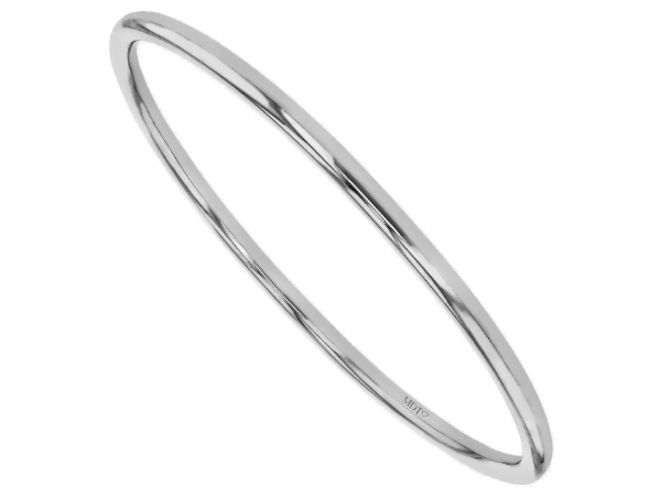 Round Polished Solid 18ct White Gold Golf Bangle