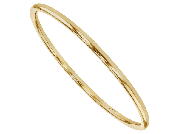 Round Polished Solid 18ct yellow Gold Golf Bangle