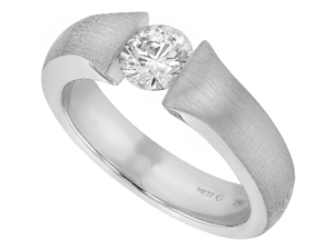 tension set diamond ring with a flared band c1026