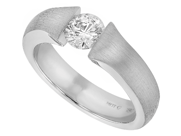 tension set diamond ring with a flared band c1026