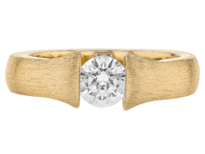 tension set diamond ring with a flared band c1026