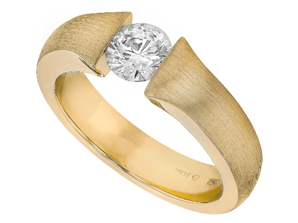 tension set diamond ring with a flared band c1026
