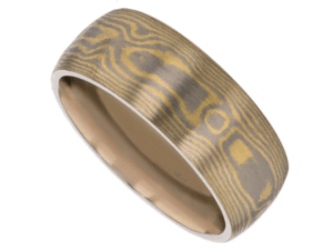 wide yellow and white gold mokume gane men’s ring c700 8