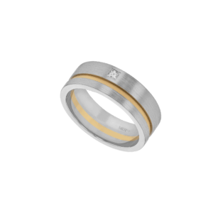 mens wedding band with princess cut diamond and gold groove c1032 1