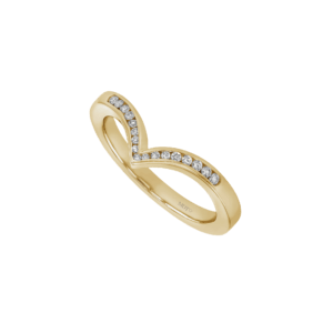 pointed diamond wedding band with channel setting c1068 in 18ct yellow gold