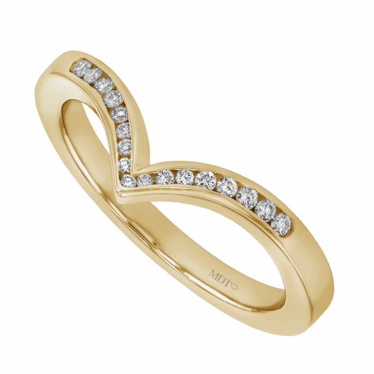 pointed diamond wedding band with channel setting c1068 in 18ct yellow gold