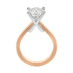 Rose gold unique x diamond solitaire engagement ring c261 - side view