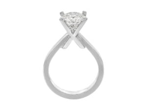 x diamond unique solitaire engagement ring c261 white gold side view
