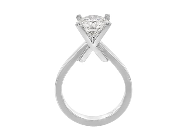 x diamond unique solitaire engagement ring c261 white gold side view