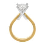 Yellow gold unique x diamond solitaire engagement ring c261 - side view