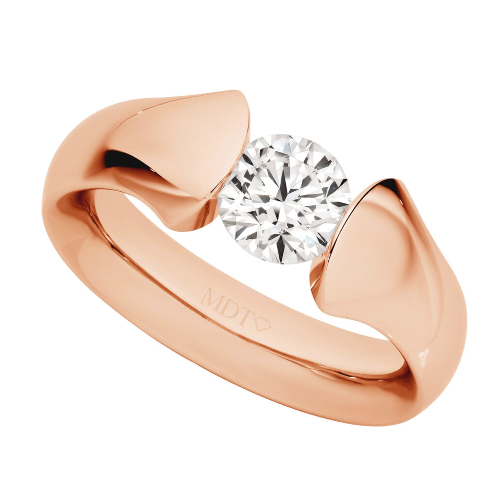 Rose Gold High Polish Rounded Tension Set Ring