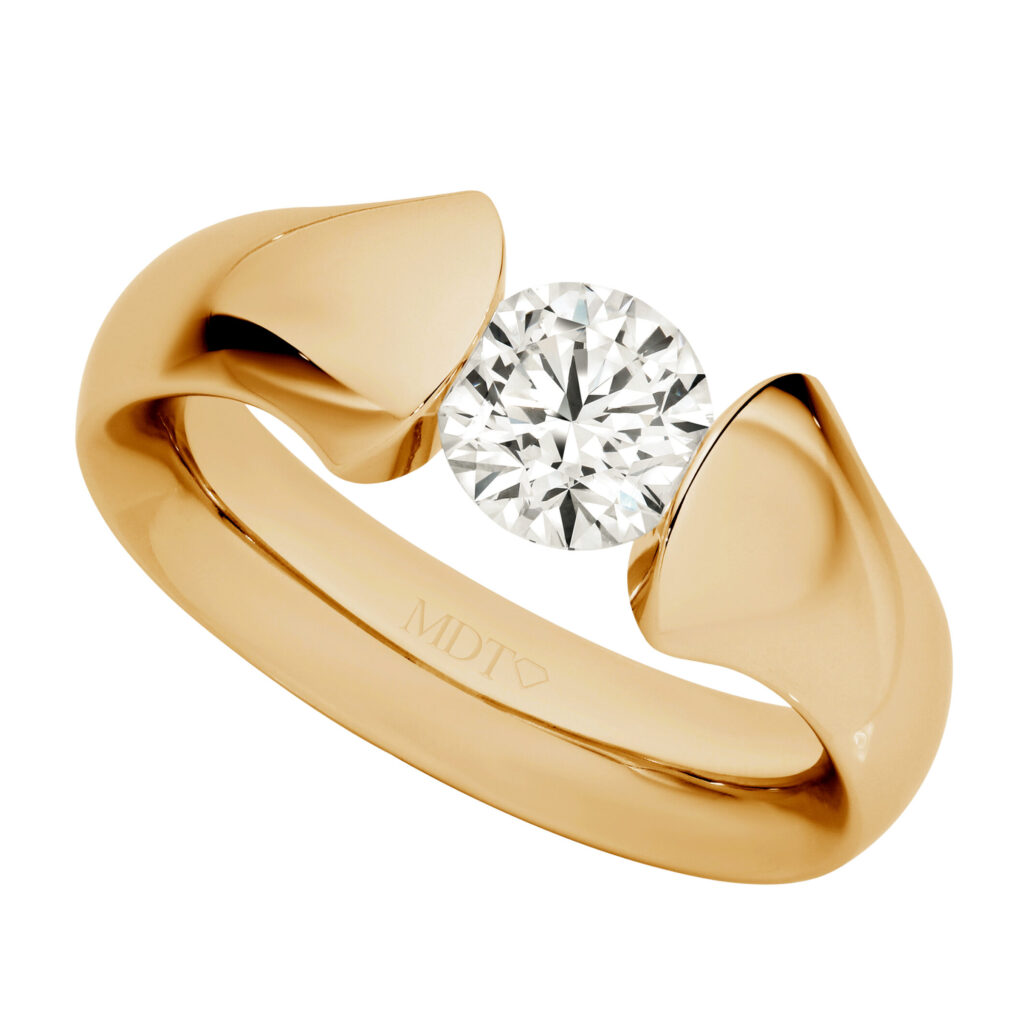 Yellow Gold High Polish Rounded Tension Set Ring