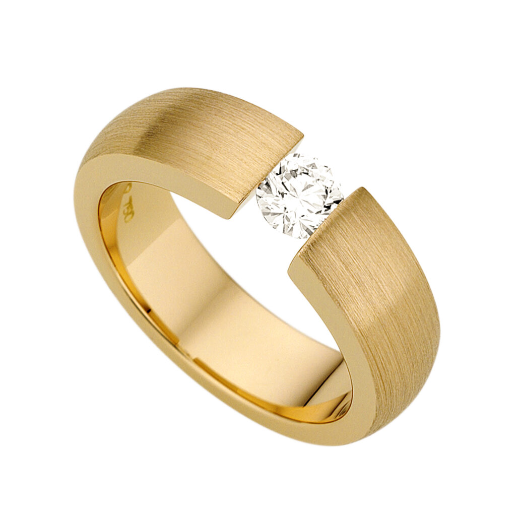 Matt Finish Rounded Yellow Gold Tension Ring