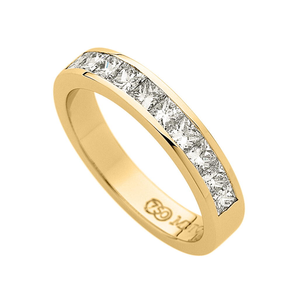 Princess Cut Channel Set in Yellow Gold