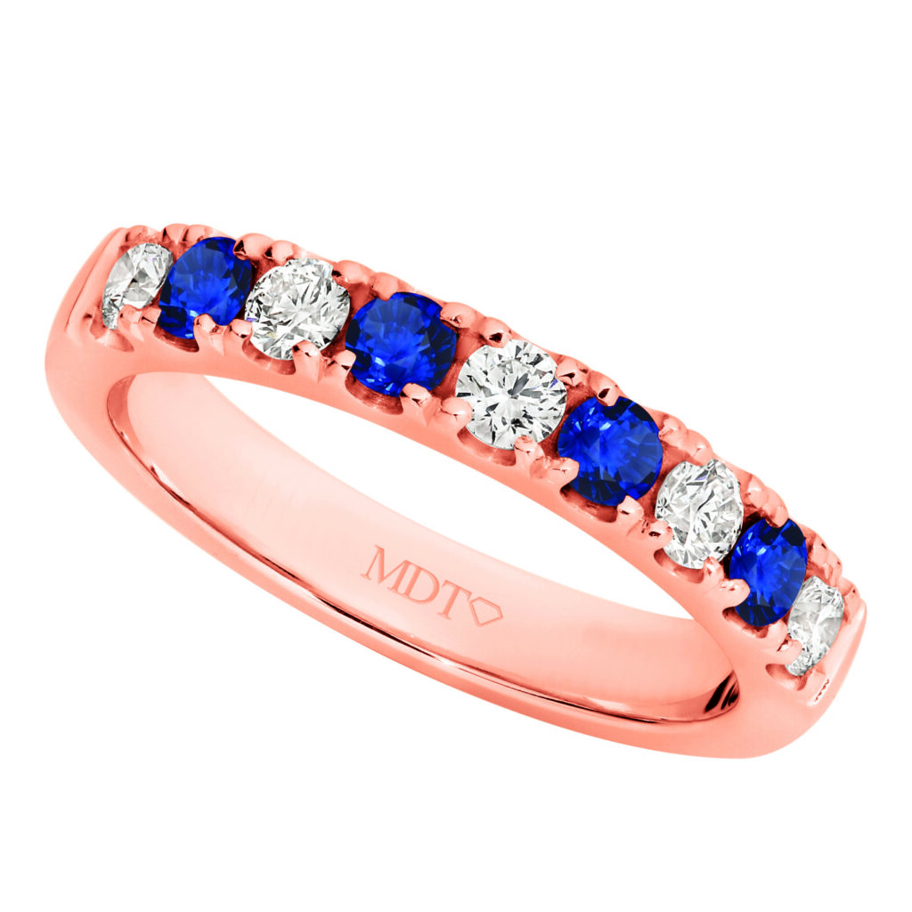 Sapphire and Diamond Claw Set Ring in Rose Gold