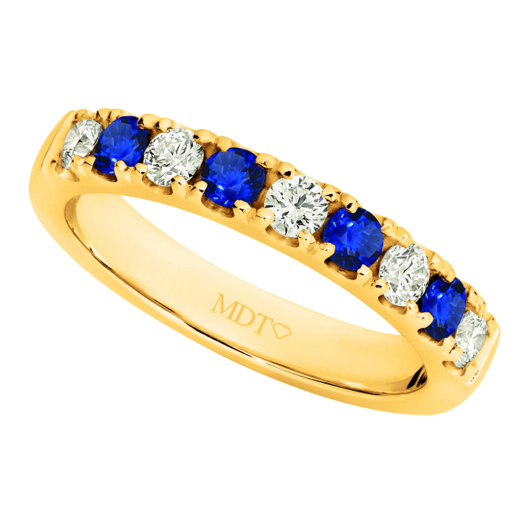 Sapphire and Diamond Claw Set Ring in Yellow Gold