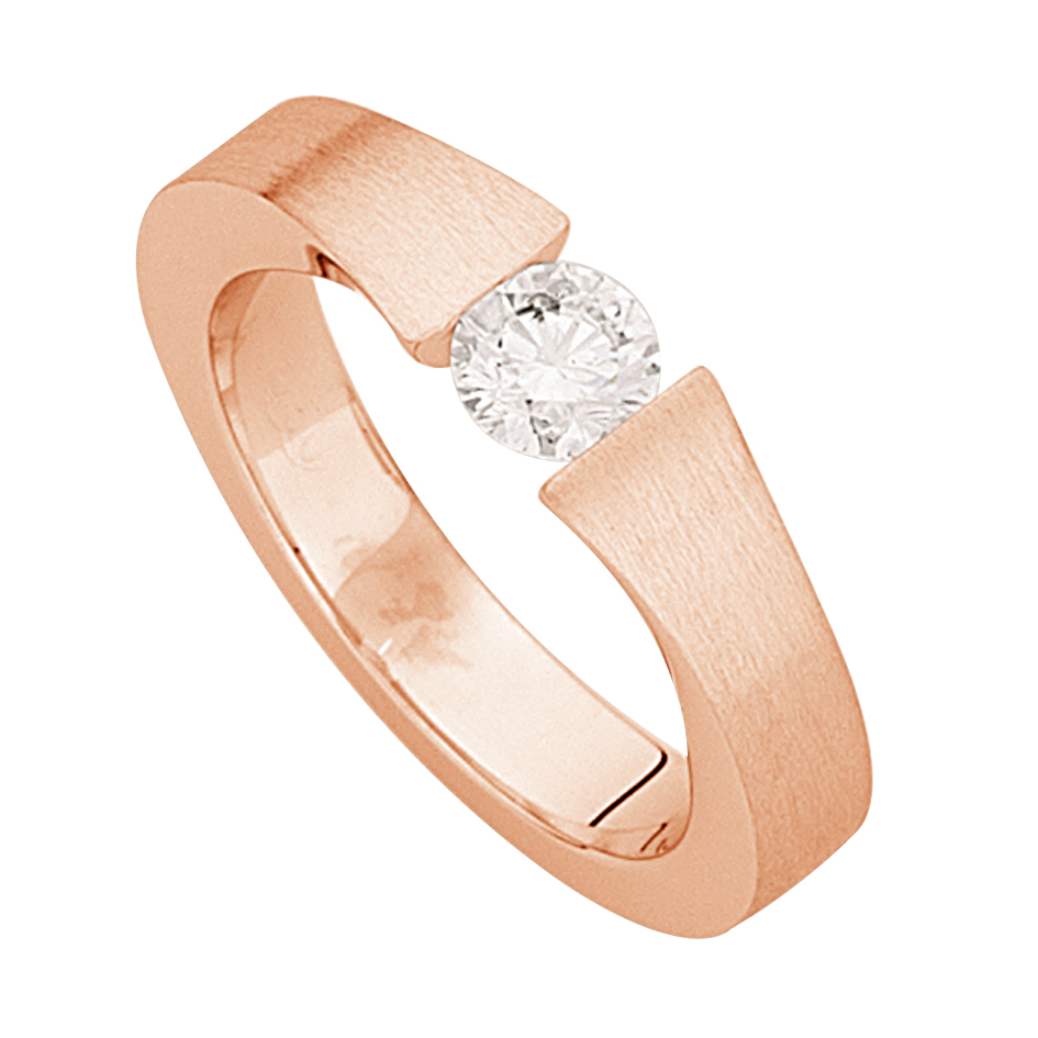 Tension Ring with Flared Matt Rose Gold Band
