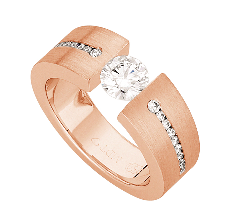 Wide Tension Diamond Ring in Matt Rose Gold