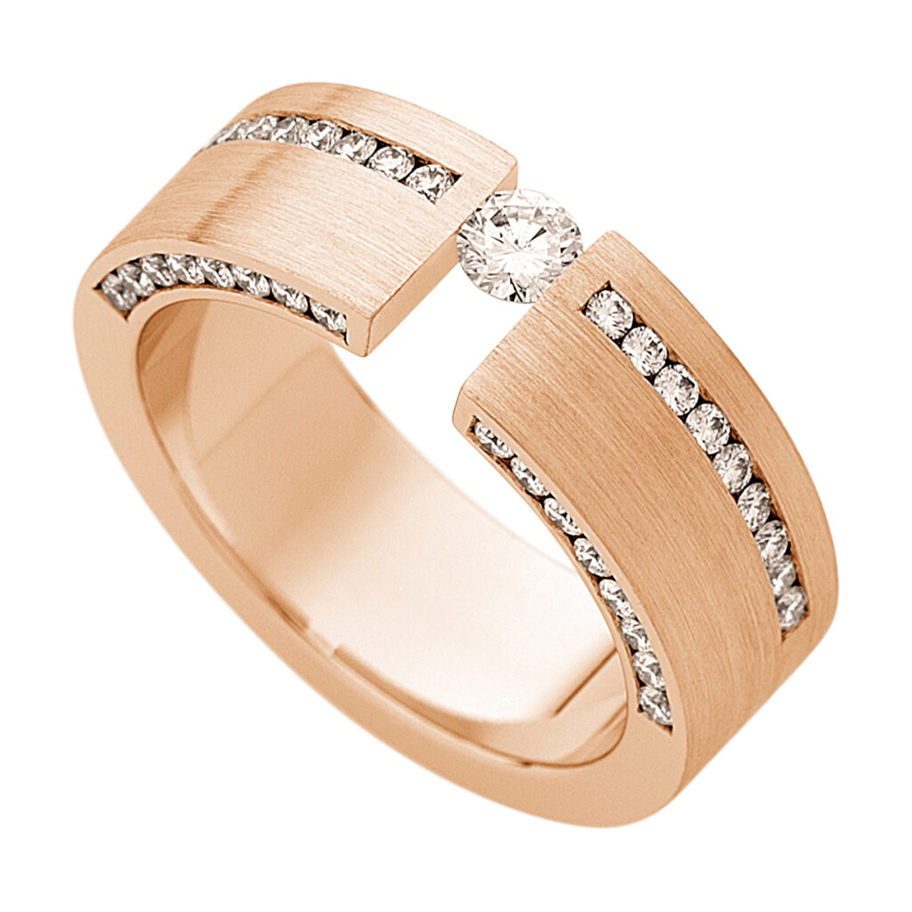 Tension Set Diamond With Channel Setting in Rose Gold