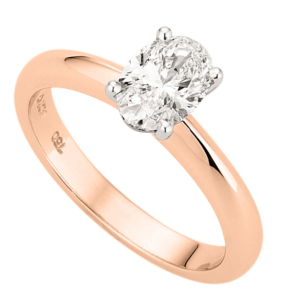 Oval Solitaire Diamond Ring in Rose Gold