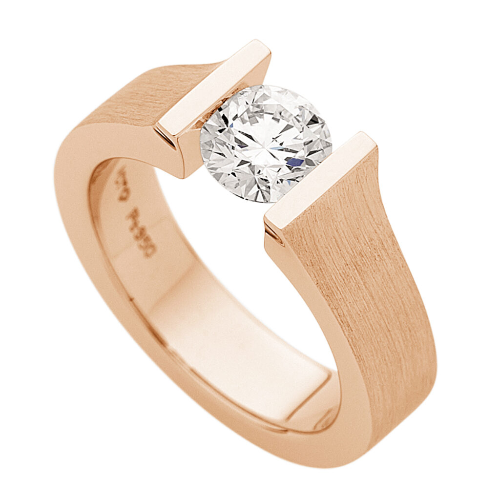 Tension Diamond Engagement Ring in Matt Rose Gold