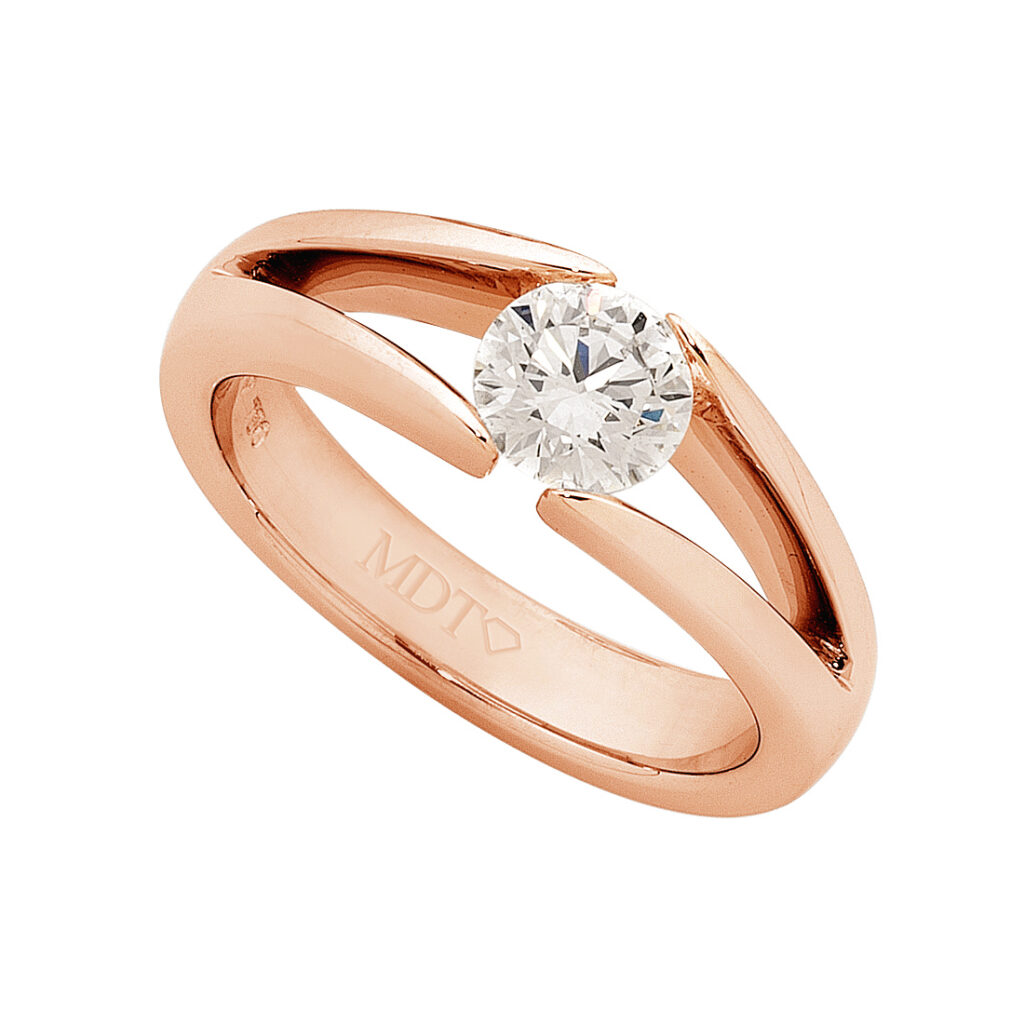 Split Band Tension Diamond Ring in Rose Gold