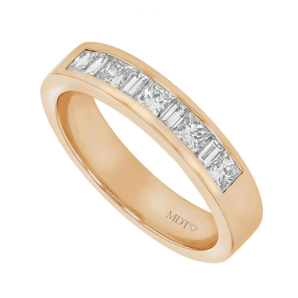 Channel Set Princess & Baguette Diamond in Rose Gold