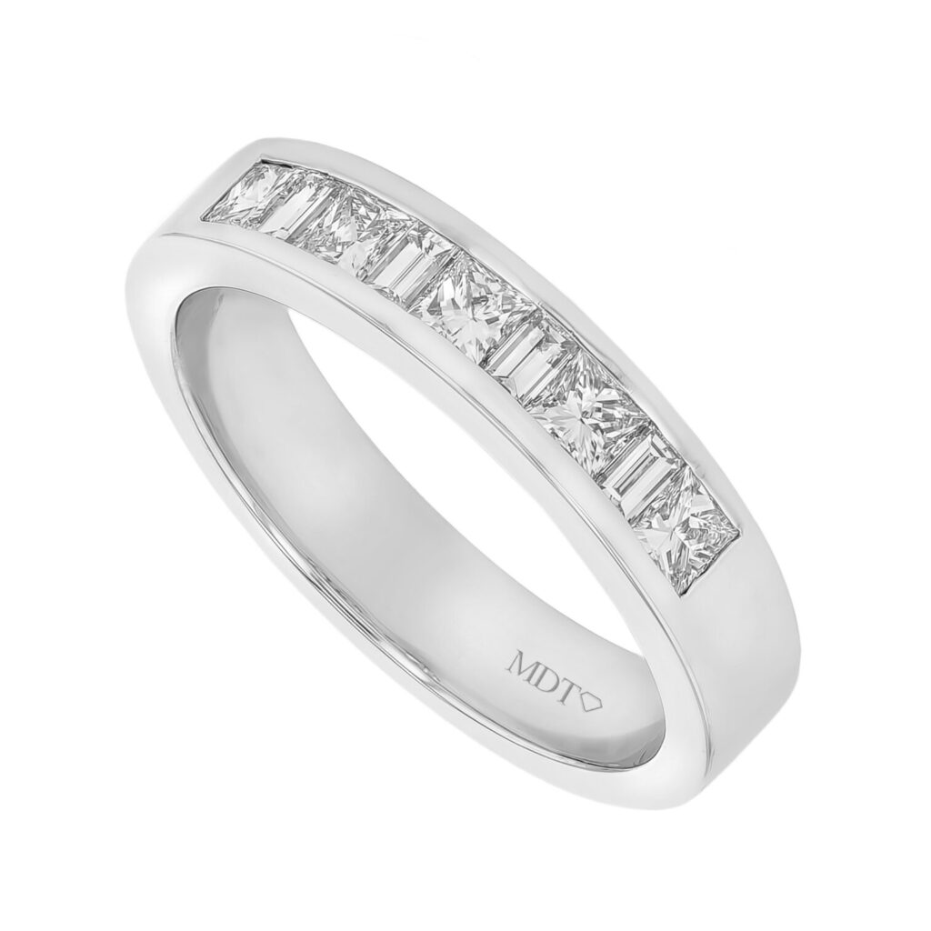 Channel Set Princess & Baguette Diamond in White Gold