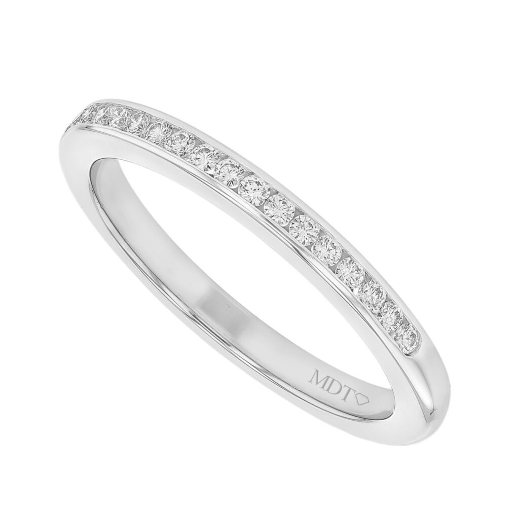 Women's Channel Set Diamond Ring in White Gold