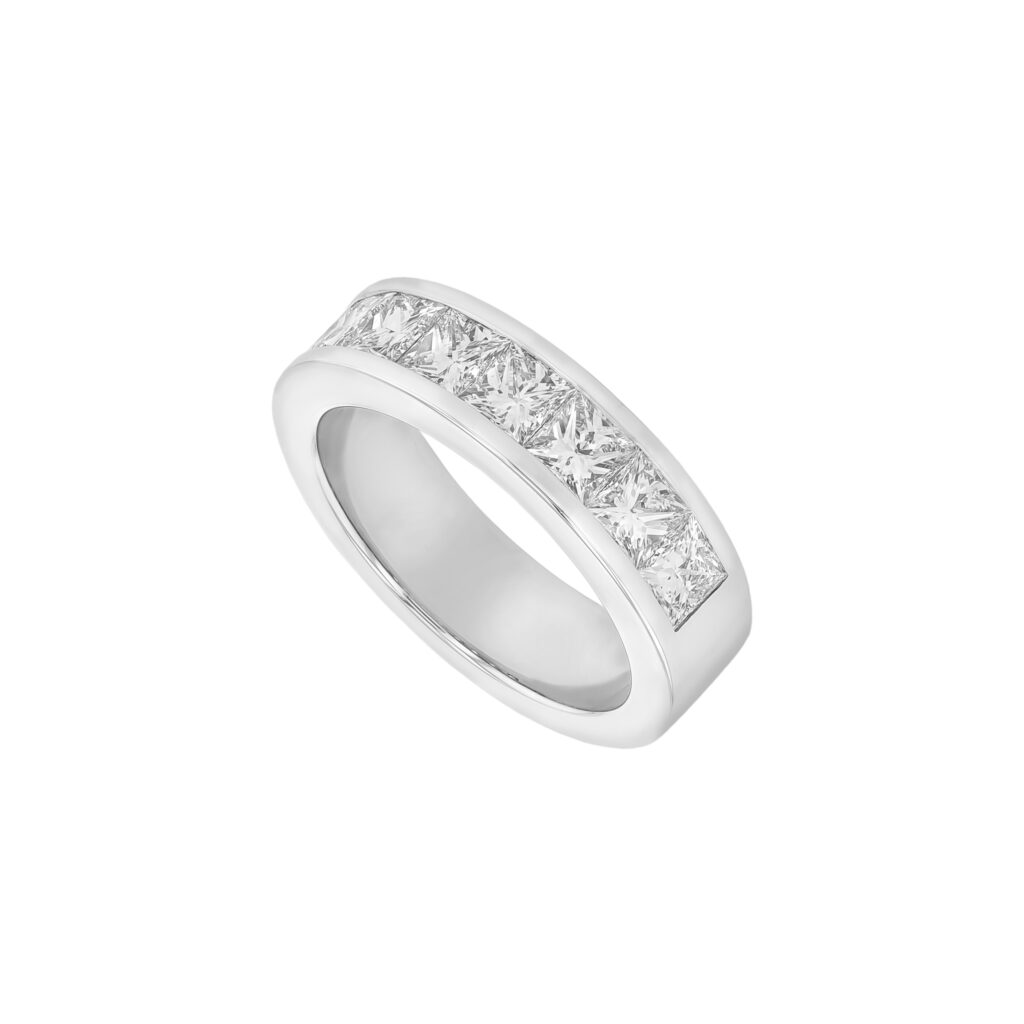 Channel Set with Large Princess Cut Diamonds in White Gold | Made in ...