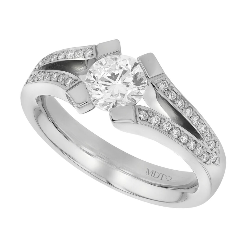 Platinum Split Tension Set Ring