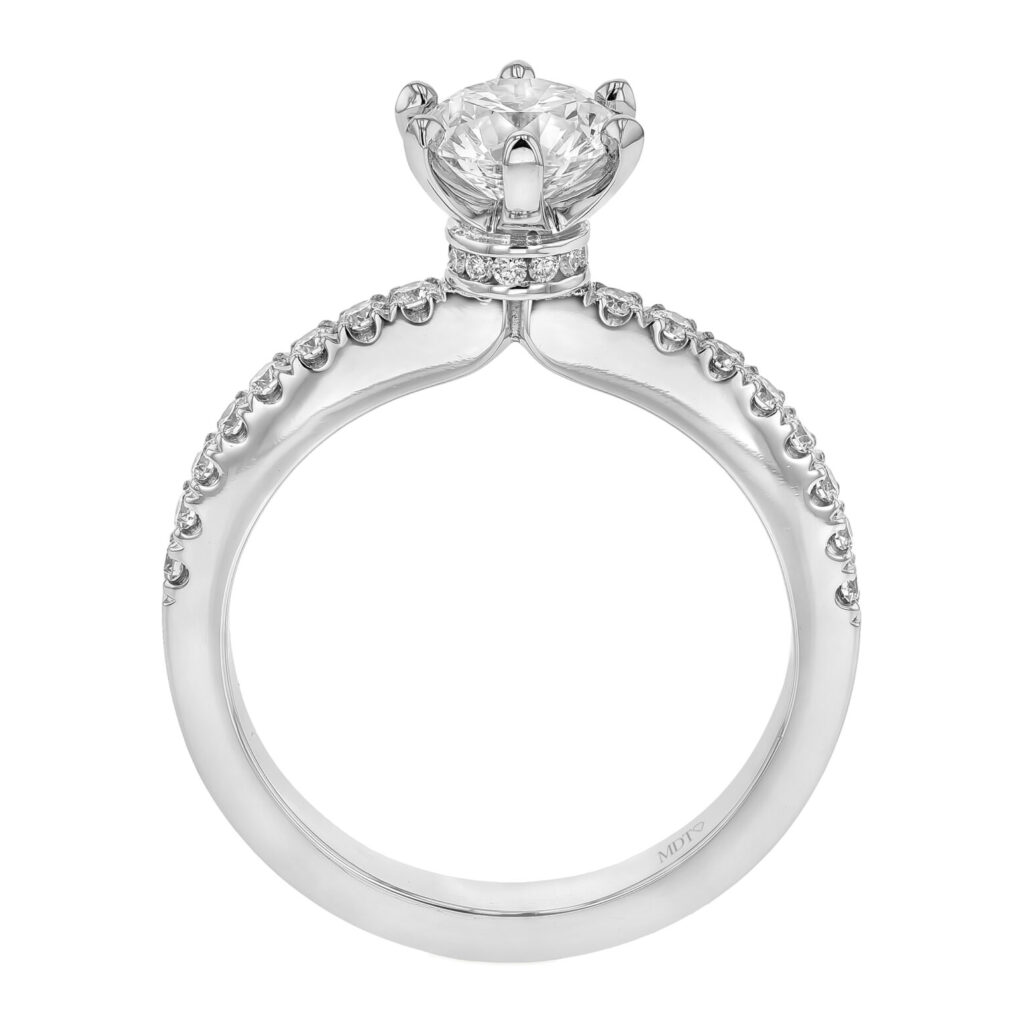 6 Claw Diamond Ring with Hidden Halo in Platinum C1055