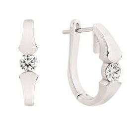Tension Round Diamond Hoop Earrings in Platinum C1100