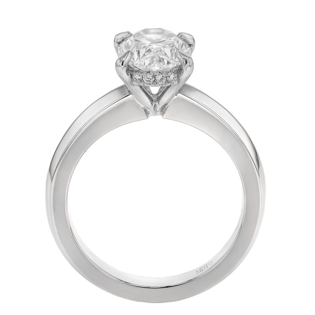 Oval Hidden Halo Diamond Ring in Platinum C560