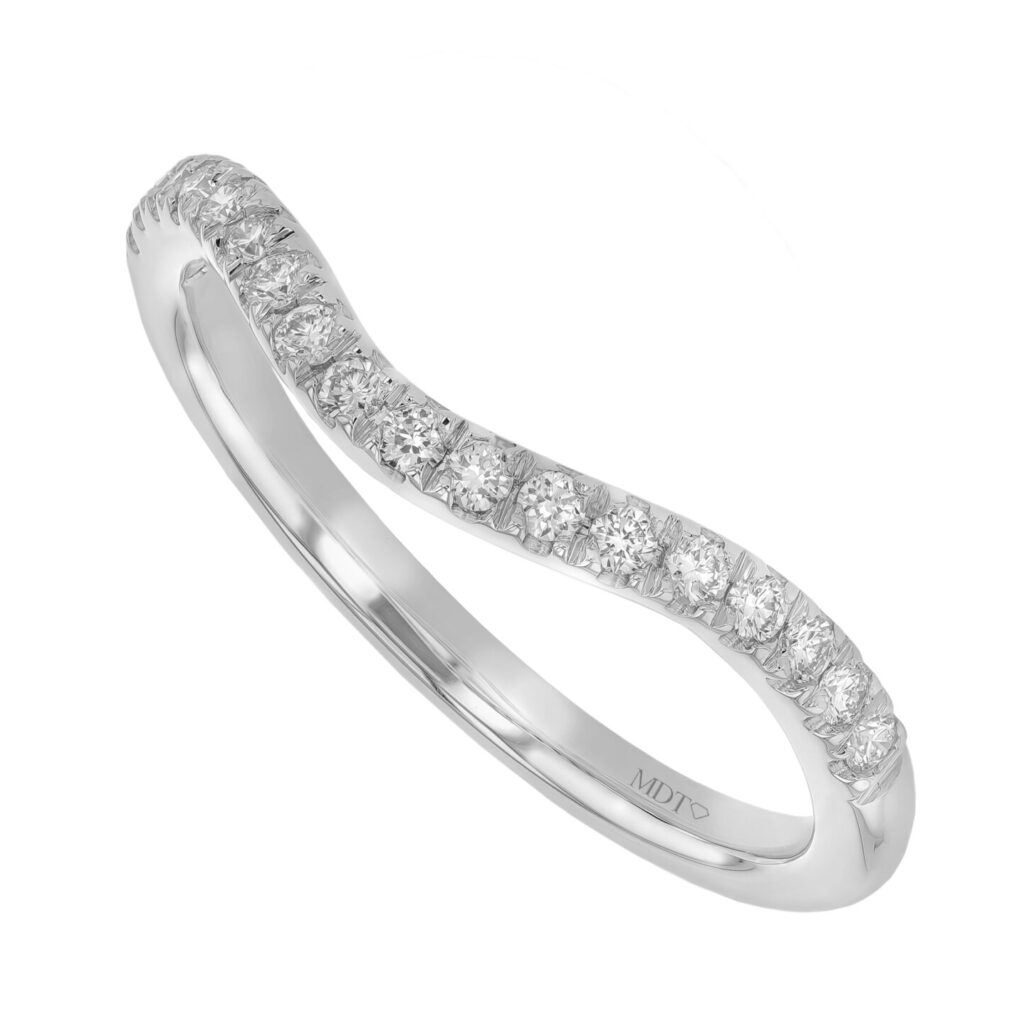 Platinum Fitted Diamond Wedding Ring with Curve C615