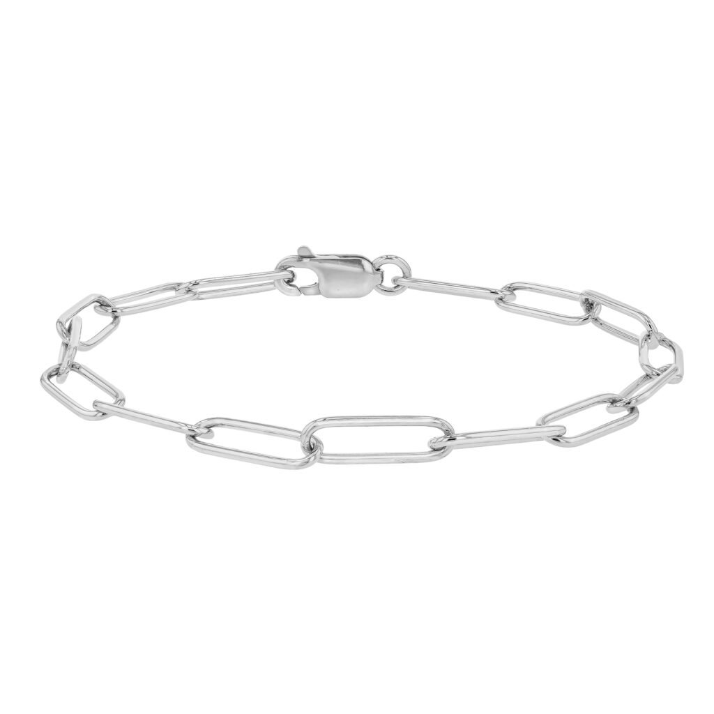 Ladies Paperclip Bracelet in Platinum