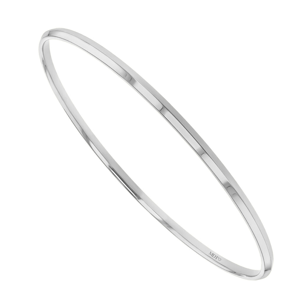 Platinum Bangle with Polished Knife Edge