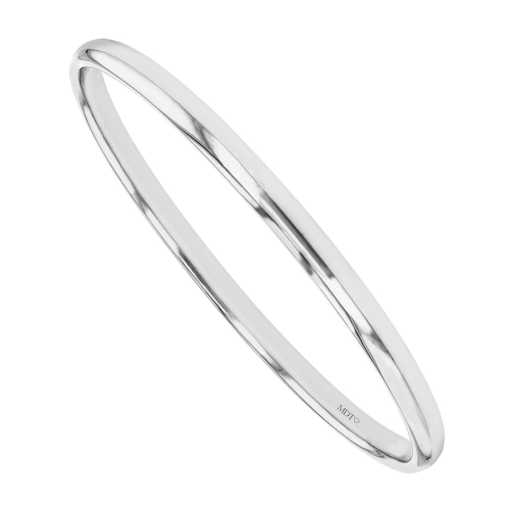 Half Round Platinum Bangle with Polished Finish