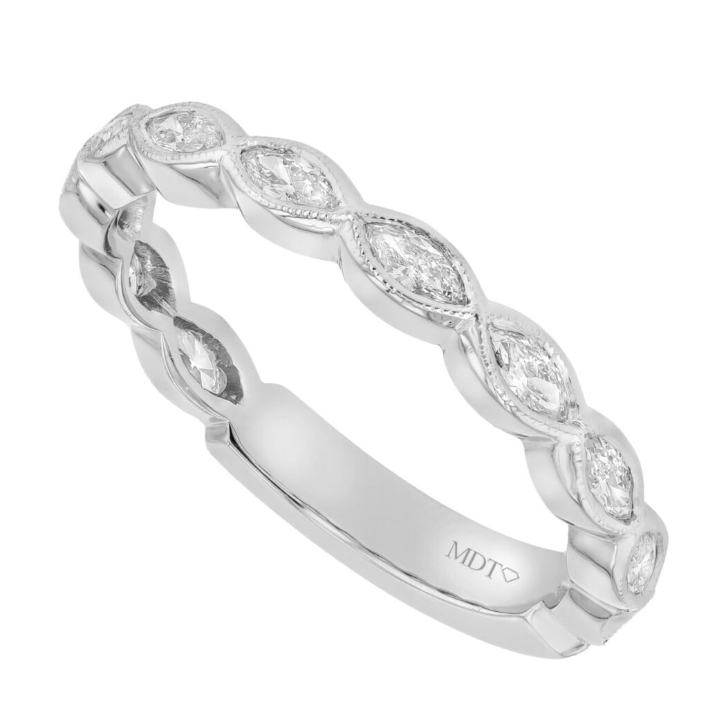 Bezel Set Platinum Ring with Marquise Diamonds C1069