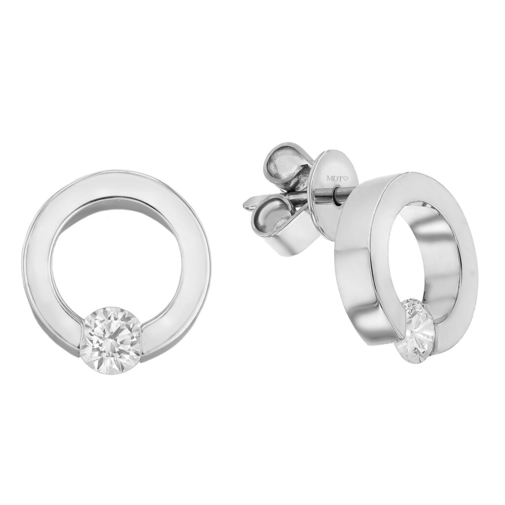 Tension Set Diamond Earrings in Platinum C1101