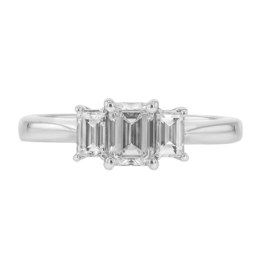 Platinum Emerald Cut Diamond Trilogy C321