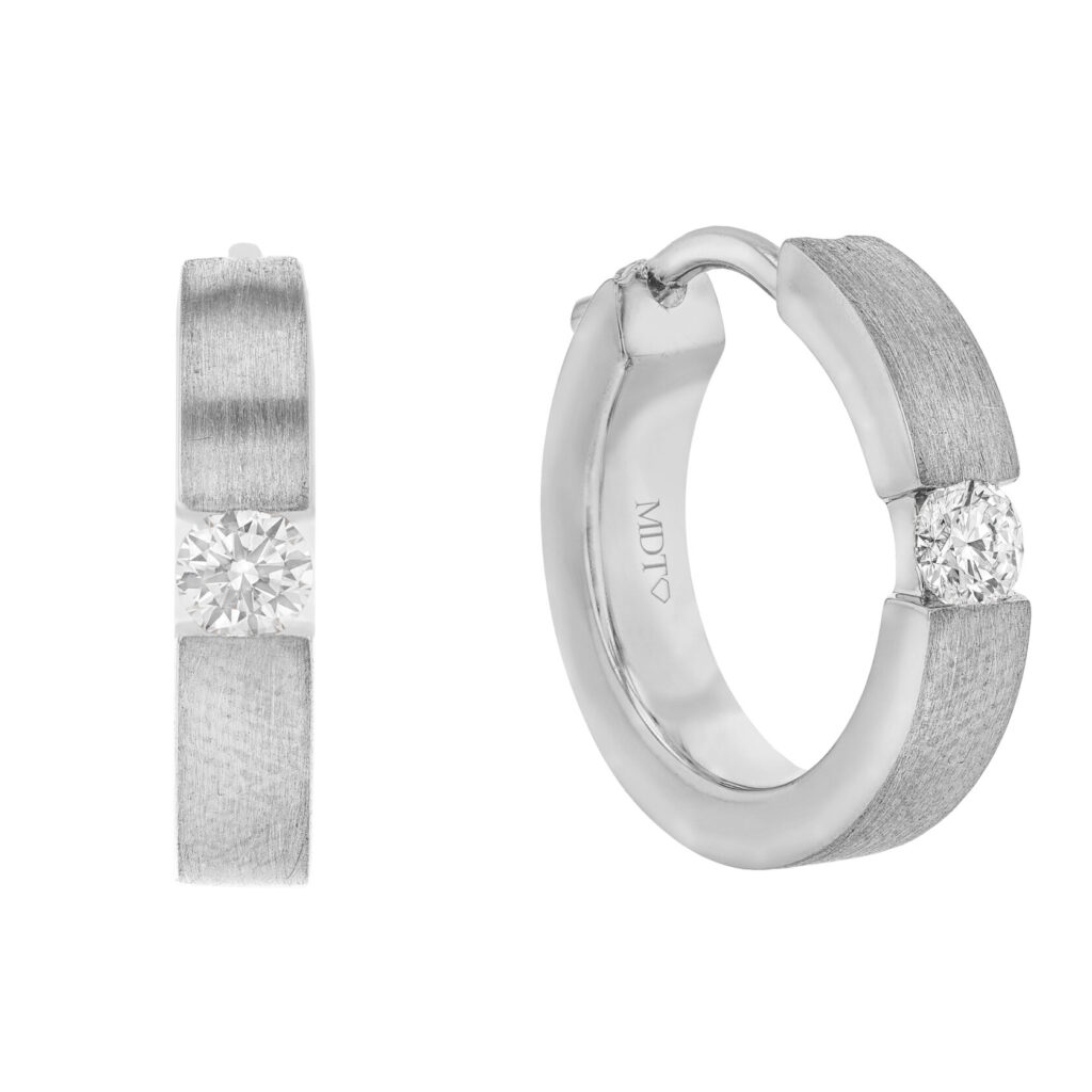 Tension Set Diamond Hoop Earrings in Platinum C589