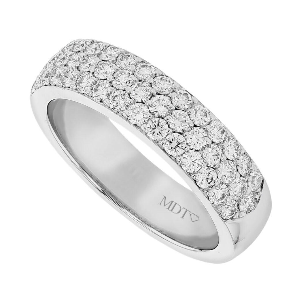 Pave Diamond Set Ring with 3 Rows in Platinum C839