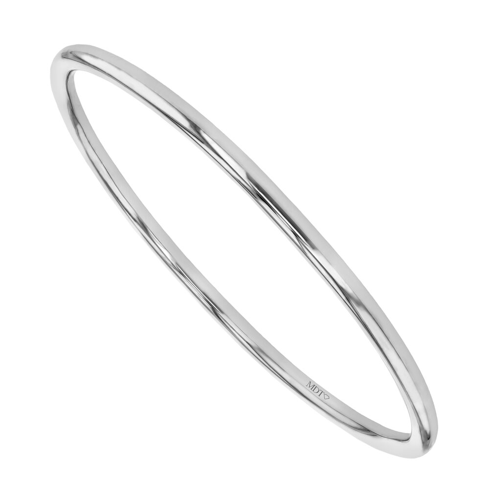 Round Platinum Golf Bangle with High Polish