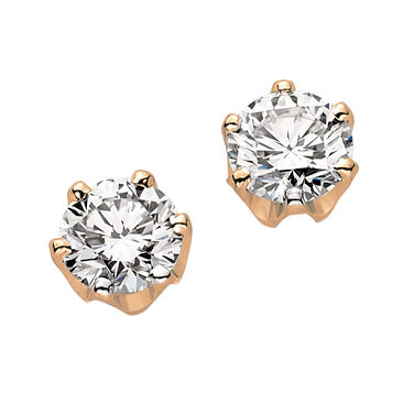Rose Gold 6 Claw Set Diamond Stud Earrings C553